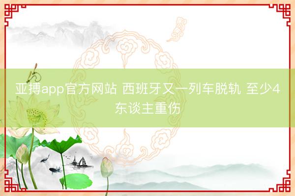 亚搏app官方网站 西班牙又一列车脱轨 至少4东谈主重伤