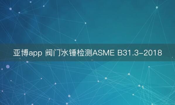 亚博app 阀门水锤检测ASME B31.3-2018