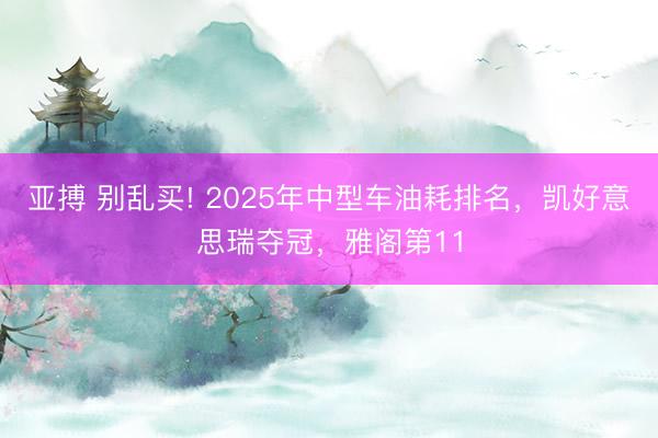 亚搏 别乱买! 2025年中型车油耗排名,凯好意思瑞夺冠,雅阁第11