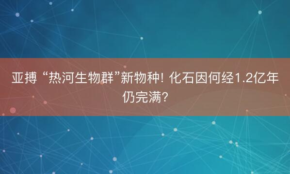 亚搏 “热河生物群”新物种! 化石因何经1.2亿年仍完满?