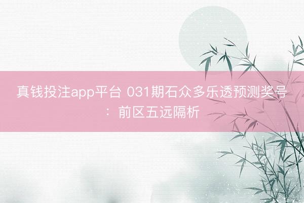 亚博app 031期石鉴定乐透预测奖号：前区五永别析