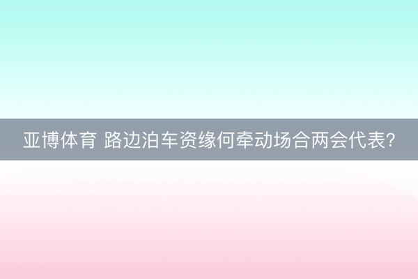 亚博体育 路边泊车资缘何牵动场合两会代表?