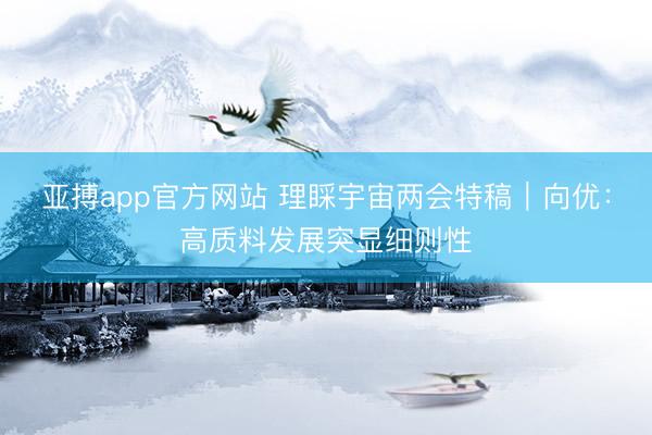 亚搏app官方网站 理睬宇宙两会特稿|向优:高质料发展突显细则性