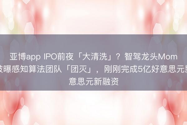 亚博app IPO前夜「大清洗」？智驾龙头Momenta被曝感知算法团队「团灭」，刚刚完成5亿好意思元新融资