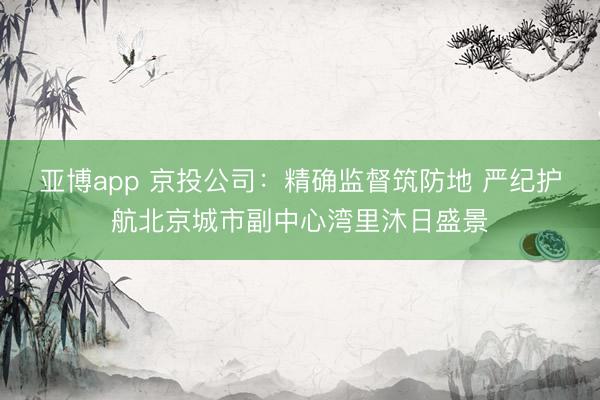 亚博app 京投公司：精确监督筑防地 严纪护航北京城市副中心湾里沐日盛景